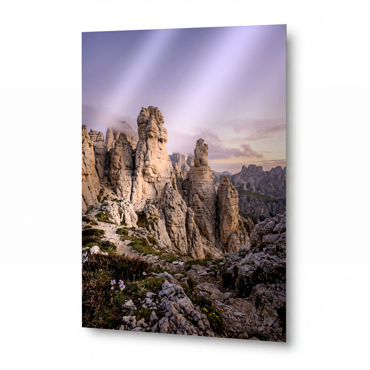 Obraz Dolomitové věže v pastelové záři — obraz na kovovém panelu