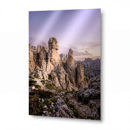 Obraz Dolomitové věže v pastelové záři — obraz na kovovém panelu
