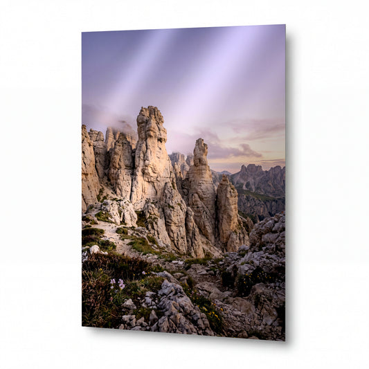 Obraz Dolomitové věže v pastelové záři — obraz na kovovém panelu