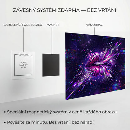 Magnetický systém uchycení kovového obrazu bez vrtání