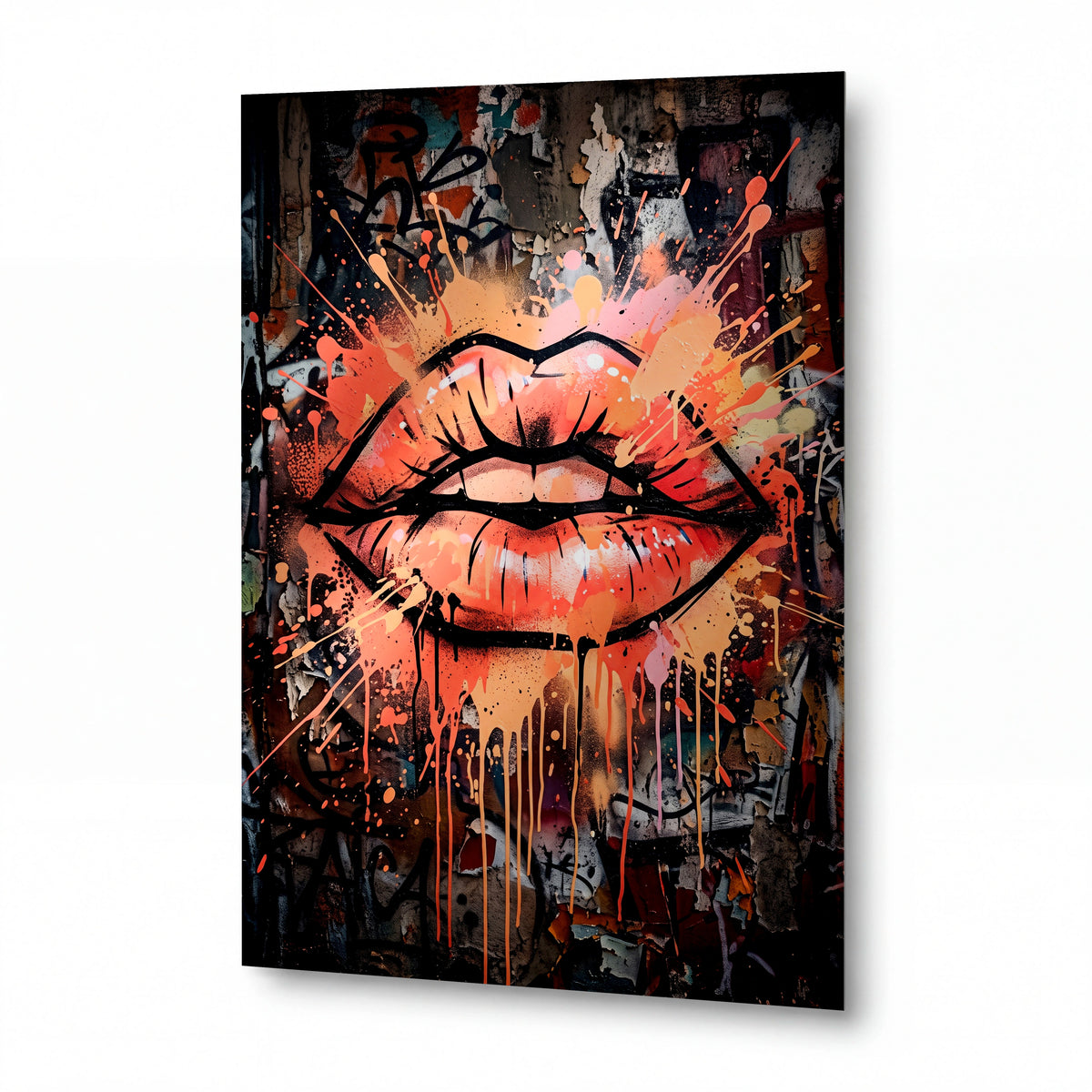 Obraz Explodující polibek v barvách úsvitu — kovový obraz na hliníkovém panelu s vysokým leskem