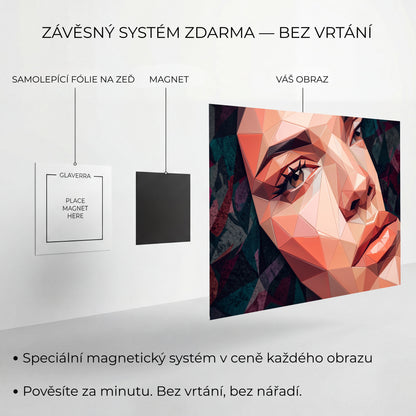 Magnetický systém uchycení kovového obrazu bez vrtání