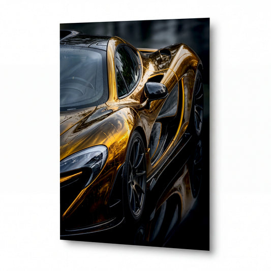 Obraz Zlaté zrcadlo automobilové dokonalosti — kovový obraz na hliníkovém panelu s vysokým leskem