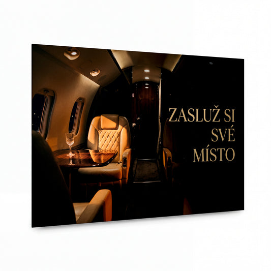 Obraz Zaslouž si své místo — luxusní kabina — kovový obraz na hliníkovém panelu s vysokým leskem