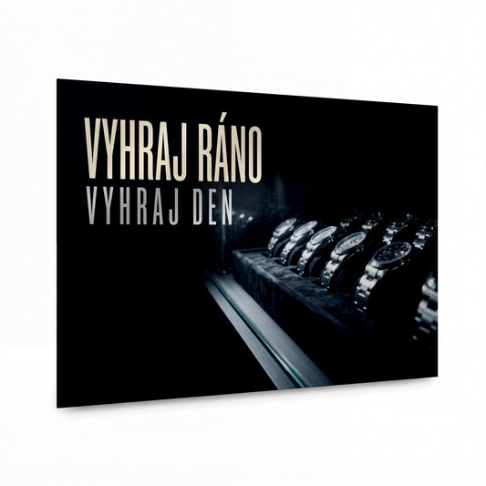 Obraz Výhra ráno, výhra den — síla ranního rituálu — kovový obraz na hliníkovém panelu s vysokým leskem
