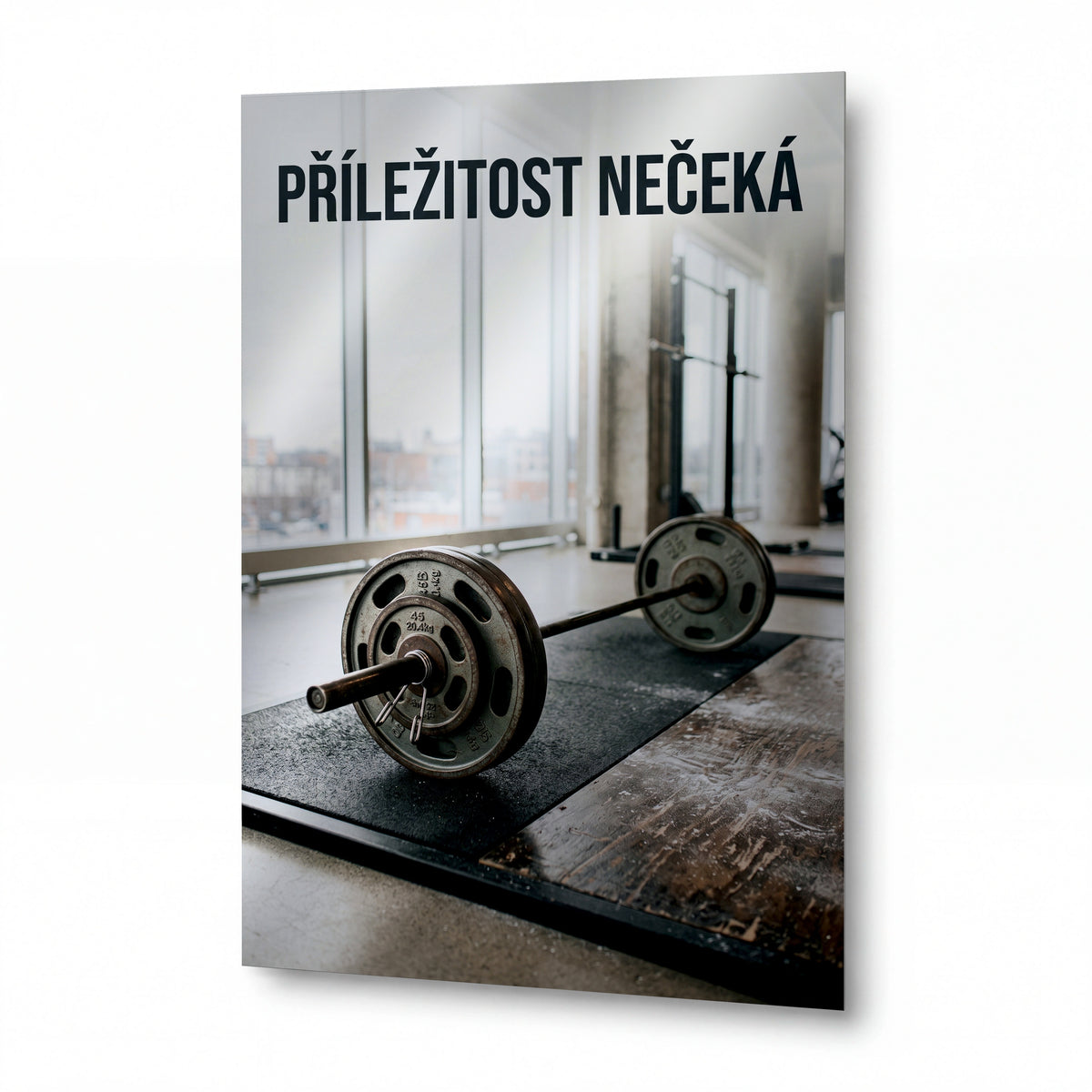 Obraz Příležitost nečeká v posilovně — kovový obraz na hliníkovém panelu s vysokým leskem