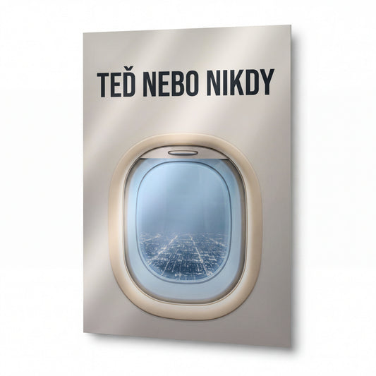 Obraz Okno letadla nad nekonečným městem světel — kovový obraz, vysoký lesk — kovový obraz na hliníkovém panelu s vysokým leskem