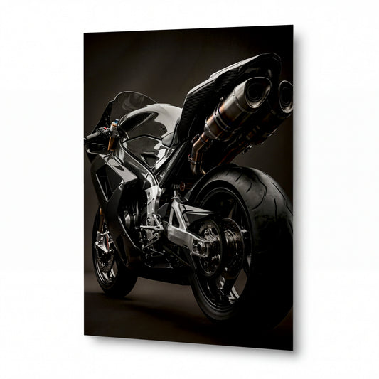 Obraz Karbonový superbike s titanovými výfuky — kovový obraz na hliníkovém panelu s vysokým leskem