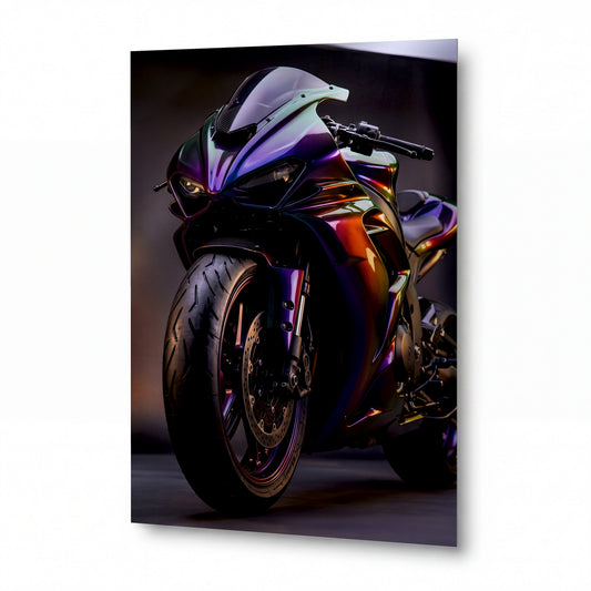 Obraz Superbike v duhovém chromovém laku — kovový obraz na hliníkovém panelu s vysokým leskem