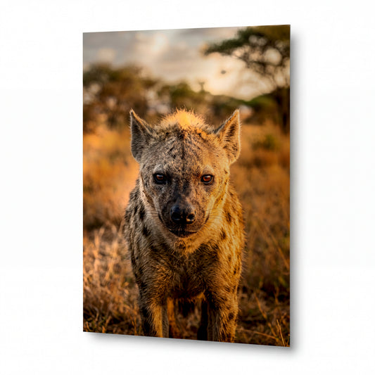 Obraz Hyena v záři afrického soumraku — luxusní obraz na hliníkovém panelu
