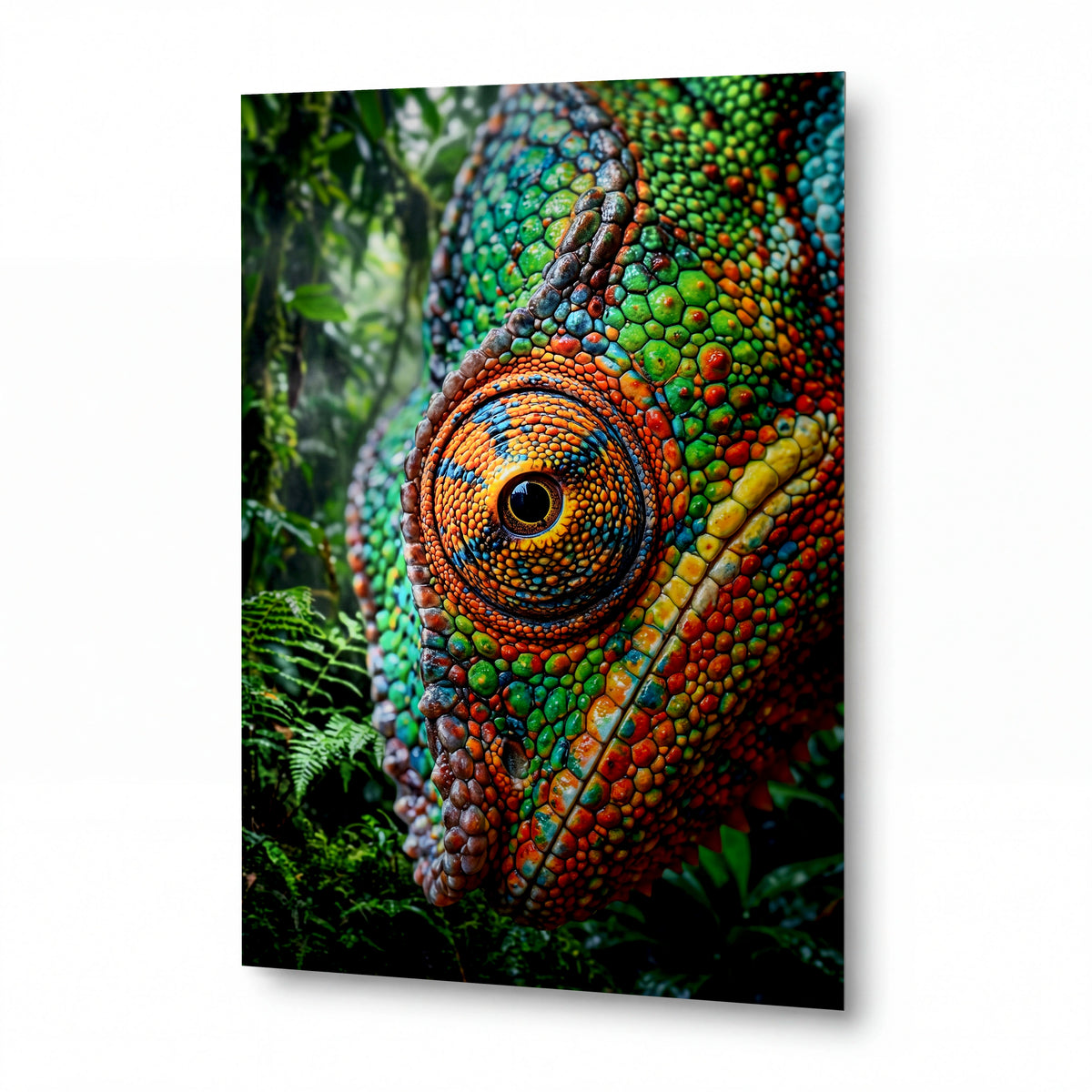 Obraz Chameleon v dešťovém pralese — lesklý hliníkový obraz