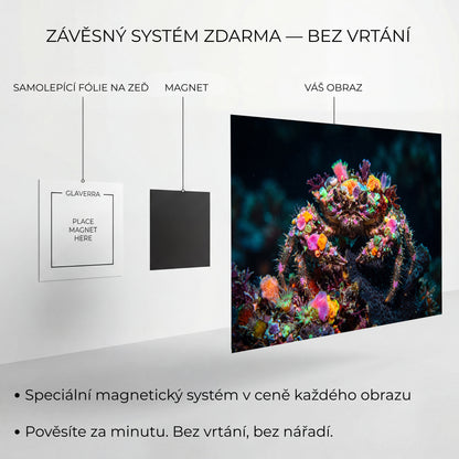 Magnetický systém uchycení kovového obrazu bez vrtání