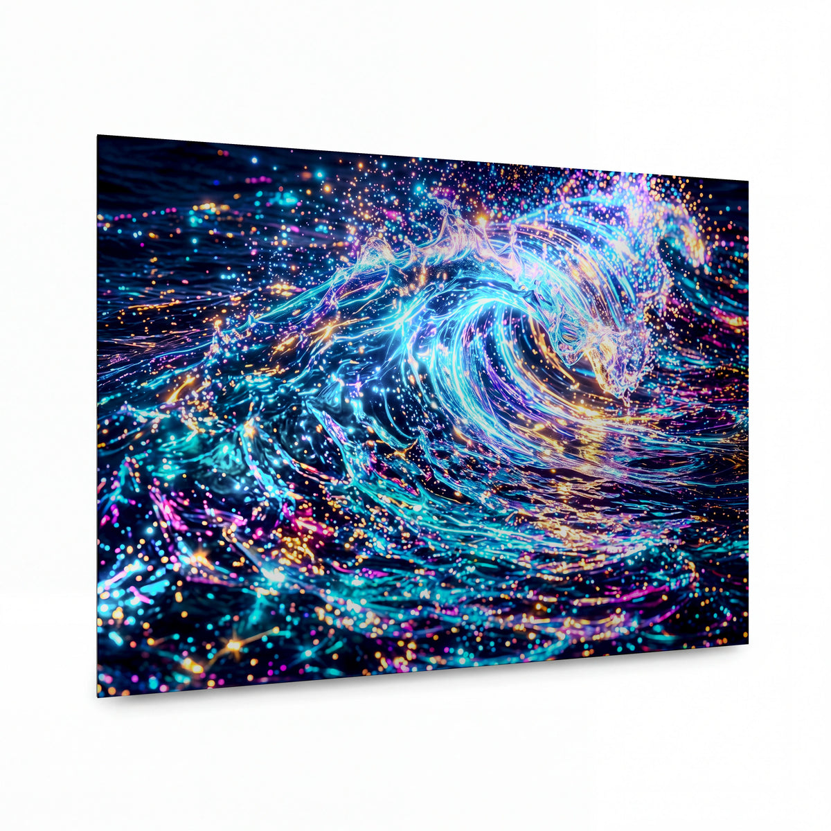 Obraz Vlna s tisícem třpytivých světel — kovový obraz na hliníkovém panelu s vysokým leskem