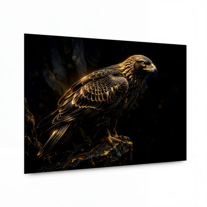 Obraz Dravec ve zlatém peří — luxusní hliníkový panel s vysokým leskem