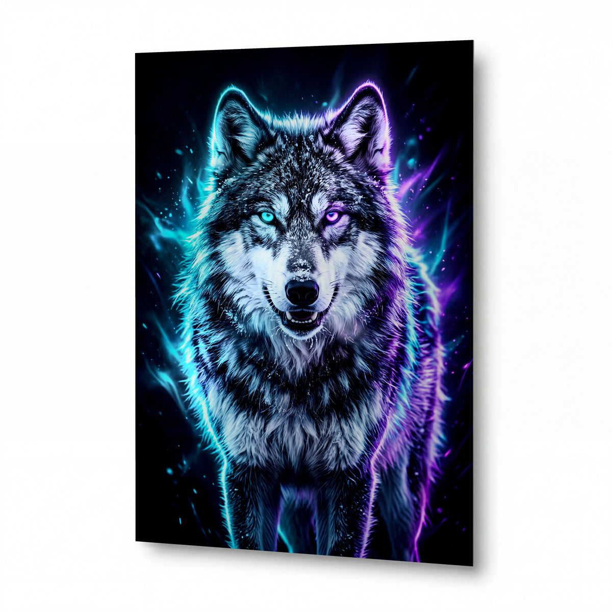 Obraz Vlk v aurách polární záře — prémiový kovový obraz