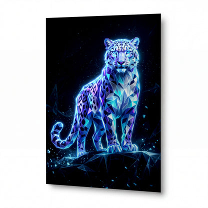 Obraz Křišťálový sněžný leopard v modrém světle — lesklý hliníkový obraz