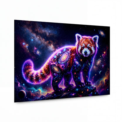 Obraz Kosmická panda rudá v galaxii — lesklý kovový obraz