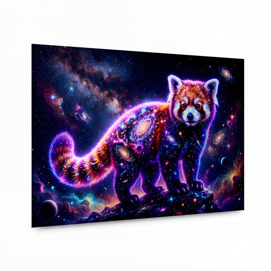 Obraz Kosmická panda rudá v galaxii — lesklý kovový obraz