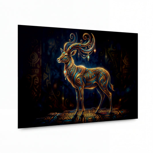 Obraz Jelen zdobený orientálními ornamenty — hliníkový panel s vysokým leskem