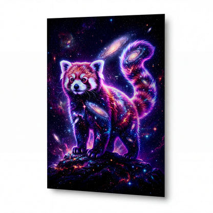 Obraz Kosmická panda rudá mezi galaxiemi — luxusní hliníkový panel s vysokým leskem