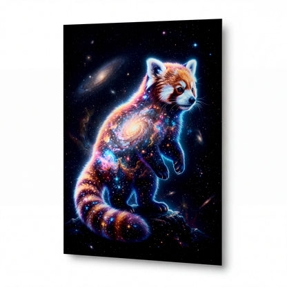 Obraz Vesmírná panda červená v galaxii — lesklý panel z hliníku
