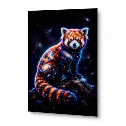 Obraz Kosmická panda rudá hledící do hvězd — prémiový kovový obraz