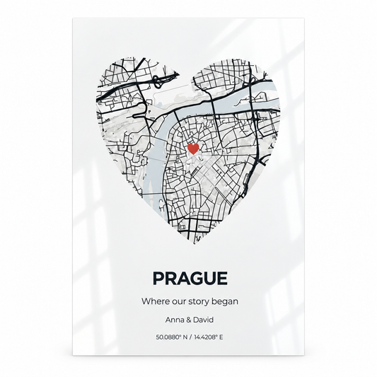 Bílá mapa se srdcem na tenkém kovu 0,5 mm – produkt na bílém pozadí